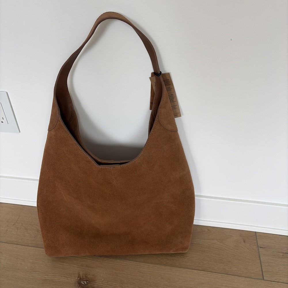 Margot New York Suede Leather Bucket Shoulder‎ Tote Bag - Cognac Brown NWT